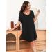 Aseniza Women's Nightdress Nightshirt Loungewear V Neck Casual Oversized Sleepwear - Black XXL - Buy Online on SooperMarket.com