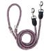 Dog leash 2.6m adjustable rehabilitation leash reflective multifunctional nylon double linen with 2 movable metal ring ideal for walking running and training (red & gray L - 1.2 x 260 cm) L - 1.2 x 260 cm red & gray