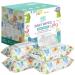 Baby Wipes - HAPPY BUM Sensitive Water Baby Diaper Wipes, Hypoallergenic, Unscented, 4 Flip-top packs (320 Wipes Total)