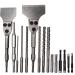 DEHUIWI 17Pcs SDS Plus Rotary Hammer Drill Bits Masonry Chisels Set Floor Scraper Triangular Drill Bits Alloy Chisel Shovel Knife Adapter with Strong Case New17pcs