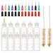 BENECREAT 12 Pack 1 Ounce Multi Purpose DIY Precision Tip Applicator Bottles Set with 24 Tips & 12 Caps - DIY Quilling Glue Applicator Oiler Bottle 1 Ounce 12 Bottles & 24 Tips & 12 Caps - 1 Ounce