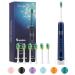 7AM2M Sonic Electric Toothbrush with 6 Brush Heads for Kids and Children One Charge for 90 Days Wireless Fast Charge 5 Modes with 2 Minutes Build in Smart Timer Electric Toothbrushes(Navy Blue)