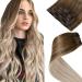 LAAVOO Extensions Real Hair Clip in Ombre 40cm Balayage Hair extension Clip in real hair light brown to dark ash blonde with platinum blonde remy clip in extensions real hair smooth 70g/5pcs 40cm-70g 2.2#8/18/60