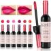 Moulis 6 Colors Matte Liquid Lipstick Waterproof Natural Long Lasting Wine Lip Tint Mini Make Up Lip Sticks Wine Bottle Cover, 0.24 Ounce (Pack of 6)