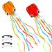 YSBER 2 Pack Large Octopus Kites 3.8ftx2.3ft 3D Mollusc Octopus Kite with 157 Inch Long Colorful Tail Easy Flyer Kite for Children Adults Beginner Outdoor Beach Park Kite Red+Orange