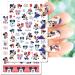 8 Sheets 4th of July Nail Art Stickers 3D Self-Adhesive Independence Day Nail Decals Cute Mouse Flag Star Patriotic Design Nail Stickers for Acrylic Nail Decoration American USA Nail supplies for Women