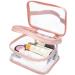HAOGUAGUA Double Layer Clear Cosmetic Bag | Waterproof Travel Toiletry Bag | Transparent PVC Hair & Nail Accessories Pouch | Pink Beach Bag Organizer - Buy Online on SooperMarket.com