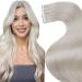 Laavoo 60cm tape extensions real hair platinum blond real hair tape extensions invisible hair extension real hair tape in extensions remy hair of course #60 50g 20pcs 60cm-20PCs 2.1 #60