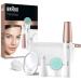 Braun FaceSPA Facial Epilator & Cleaning Brush Bundle - Women's Hair Remover Massage Pad Mirror & Bag - FS1000 & 851V - Buy Online on SooperMarket.com