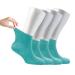 Cosyfeel Women Loose Diabetic Socks | 4-Pack Neuropathy Ankle Socks for Ladies | Super Soft Eco-Friendly Bamboo Material | Durable with Seamless Toe | Multicolour Patterns | 4 Seasons 7-9 1/2 BLUE CURACAO