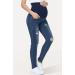 PACBREEZE Maternity Jeans Over Belly Slim High Waist Denim Pants, Ripped Indigo Blue XXL - Buy Online on SooperMarket.com