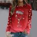 Women's Christmas Snowman & Penguin Print Sweatshirt - Red, O-Neck, Long Sleeve - Buy Online on SooperMarket.com