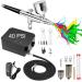 COSVII Airbrush Kit Upgraded 40 PSI Air Brush Painting Kit with Compressor  Gravity Feed Dual Action Airbrush Gun Set with 0.2/0.3/0.5 mm Nozzles for Art Model Makeup Nail Cake Decorating black 40 PSI