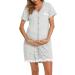 Uniexcosm Women's Maternity Nursing Nightdress - Soft Short Sleeve Nightwear in Light Grey Stripe - Buy Online on SooperMarket.com