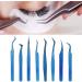 8-Piece Stainless Steel Eyelash Tweezers Set - Fine Tip Ergonomic Blue Titanium Eye Makeup Tools for Women - Portable & Durable - Buy Online on SooperMarket.com