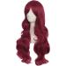 MapofBeauty 28 Inch Red Long Curly Synthetic Wig with Side Bangs for Women - Buy Online on SooperMarket.com