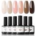 Modelones Gel Nail Polish Nude - 6 Colors White Gel Polishes Brown Pink Gel Polish Set Nail Gel Polish French Manicure All Seasons Neutral LED Gel Nail Kit Soak Off Manicure DIY Home Salon A-Nude Brown 7 ml (Pack of 1)