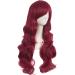 MapofBeauty 28 Inch Red Long Curly Synthetic Wig with Side Bangs for Women - Buy Online on SooperMarket.com