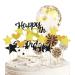 24pcs Black Gold Cake Decoration Set 18 Birthday Decoration Cake Top Hat Happy Birthday Cake Plug-in Black Gold Birthday Party Flag