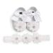 TMEOG 2 x Toddler Shoes + Headband Baby Girl Flower Shoes Non-Slip Soft Special Occasions Christening Wedding Party Shoes 12-18 Months C White