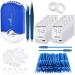 Honoson Eyelash Extension Supplies, USB Air Conditioning Blower, 2 Straight and Curved Tweezers,100 Disposable Mascara, 50 Glue Ring Holder, 2 Tapes, 10 Pairs Under Eye Gel Pads (Blue)