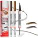 2 in 1 Waterproof 3D Eyebrow Pencil with Eyebrow Gel Micro Eyebrow Pencil with 4 Fork Tip Applicator 2024 New Eyebrow Pencil Effortlessly Creates Natural Looking Brows (Dark brown+Light brown)