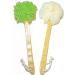 Shower Loofah Body & Back Scrubber - Exfoliating Loofah Bath Brush On a Stick - With Long Wooden Handle Back Brush For Men & Women - Easy Reach Body Wash & Lotion Applicator( 2 PACK- White&Green)
