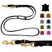 Dogeleine fat leather brass small dogs / large dogs 2m / 2.40m / 2.80m / 3.50m / 5m Double linen adjustable (2m x 8mm black) 2m x 8mm black