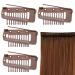 4 pieces of hair extension clamps metal wigs clinging snap clinging small snap wing brackets 10 teeth comb brackets for women's hair extensions 4 brown