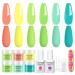 Lavender Violets 12 Pcs Dip Powder Nail Kit Spring 2 Summer Colours Lemon Yellow Light Pink Neon Green Blue Dipping Powder Liquid Set 2 in 1 Base & Top Coat Activator Nail Art Manicure M211 Neon Yellow Green