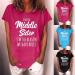 TUNUSKAT Middle Sister T-Shirt - Funny Letter Print Cotton Blouse in Hot Pink | Women's Casual Short Sleeve Top - Buy Online on SooperMarket.com