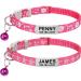 Tagme Personalized cat neck band cat collar safety closure with name and telephone number 2-piece adjustable collar cat cats pink 18-28 cm (2 pack) pink