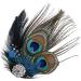 Feather Peacock Hair Clip Natural Feather Fascinator Barrette with Sparking Rhinestone Peacock Feather Hairpin Hair Accessories - Buy Online on SooperMarket.com