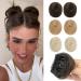 REECHO 2 PCS Mini Claw Clip in Messy & Cat Ears Hair Bun Extensions Wig Accessory Updo Hairpieces for Women Girls (Pack of 2-3" Straight Dark Brown with Copper Highlights) Pack of 2 - 3" Straight Dark Brown with Copper Highlights