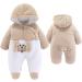 Newborn Baby Cartoon Bear Snowsuit Winter Coat 6-9 Months | Fleece Hooded Romper Jumpsuit - Khaki Dog - Buy Online on SooperMarket.com