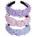 Sucrain 3 Pcs Pearl Knotted Headbands for Women Girls Colorful Jeweled Embellished Gem Faux Pearl Cross Knot Twisted Hairband Turban Headband Hair Accessories(Pink Blue Purple) Pearl headband A