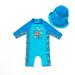 BONVERANO Baby Boys Swimsuit Toddler Bathing Suit Short-Sleeve Zipper One Piece Swimwear with UPF 50+ Sun Protection 2-3 Years Lobster