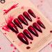 30 Pcs Halloween Press on Nails - Red Long Stiletto Fake Nails with Cat's Eye Design | Stick on Almond Style for Women | Perfect Holiday Nail Art - Buy Online on SooperMarket.com
