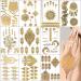 Xmasir 10 Sheets Gold Henna Tattoo Sticker Temporary Tattoos Metallic Waterproof Glitter Tattoo Stickers for Women Girl Indian Arabian Body Art Paint (Gold)