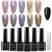 MIZHSE 2-IN-1 Holographic 9D Cat Eye Gel Nail Polish Holo Cat Eye Gel Polish Laser Nail Polish Gel Galaxy Chameleon Magnetic Gel Soak Off UV Gel with Magnet Stick and Black Gel Nail Art
