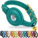 Oopsdoggy Airtag cat collar made of leather with bell not tearable with Apple Airtag holder light GPS pet collar for girls boys cats small dogs puppies (aquamarin)