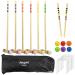 Juegoal Six Player Deluxe Croquet Set with Wooden Mallets, Colored Balls, Sturdy Bag for Adults &Kids, Perfect for Lawn, Backyard and Park, 28 Inch Burlywood