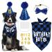 Sunallwell Dog Birthday Bandana Triangle Cotton Boy Dog Scarf with Cute Doggie Birthday Party Hat Great Puppy Dog Birthday Outfit Gift and Party Decoration Set