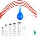 Puppy Kitten Feeding Tube Kit Includes 5 Pcs Kitten Feeding 5 ML 10 ML 20 ML 30 ML 60 ML 4 Pcs Red Feeding Tubes 1Pcs Rubber Suction Device and Air Blowing for Newborn Animals(11Pack)