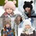 Peicees Women's Winter Fluffy Bomber Hat with Fur Pompom - Black - Buy Online on SooperMarket.com