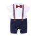 AmzBarley Baby Boys Gentlemans Outfit Suit Kids Long/Short Sleeve Dress Shirt Pants Vest Bowtie Tuxedo Rompers Childs Birthday Evening Holiday Party Black 128 3-6 Months