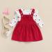 MoccyBabeLee Newborn Baby Girl Clothes Set | Long Sleeve Flower Bodysuit Romper + Corduroy Overall Dress | Infant Outfits 3-6 Months - Buy Online on SooperMarket.com