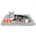 HOMIMP Self Warming Cat Beds, Calming Cat Dog Mat, Self Heating Mat for Cats and Small Dogs, Extra Warm Pet Pad for Indoor Outdoor Pets Gray