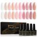 Shining She Jelly Gel Nail Polish 10 Color White Nude Pink Sheer Nail Polish Kit Transparent Nail Polish Soak-Off UV/LED Nail Polish Gel Gift for Nail Art Salon DIY Home 8ML