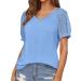 MALAIDOG Womens Lace Puff Sleeve Tunic Blouse - Floral V Neck Tee, Summer Flowy Top Blue - Buy Online on SooperMarket.com